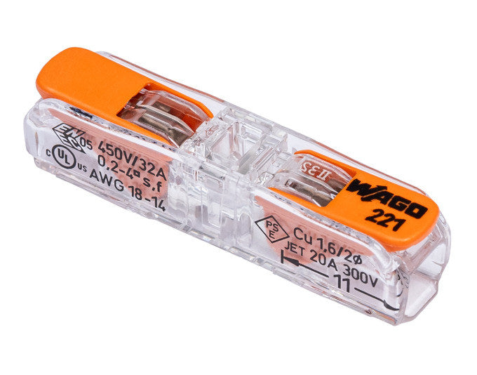 STEFFEN Durchgangsverbinder 2x0.2-4 mm² 12 Stk. transparent/orange in Transparent, Orange präsentiert im Onlineshop von KAQTU Design AG. Leuchtenzubehör ist von WAGO