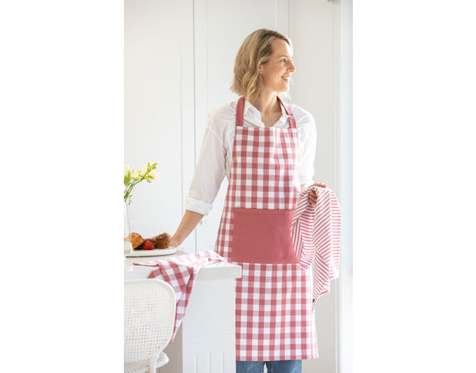 Zwei stilvolle LADELLE Küchentücher im Eco Gingham Design in zartem Blush, ideal für die moderne Küche, Maße 45x70 cm.