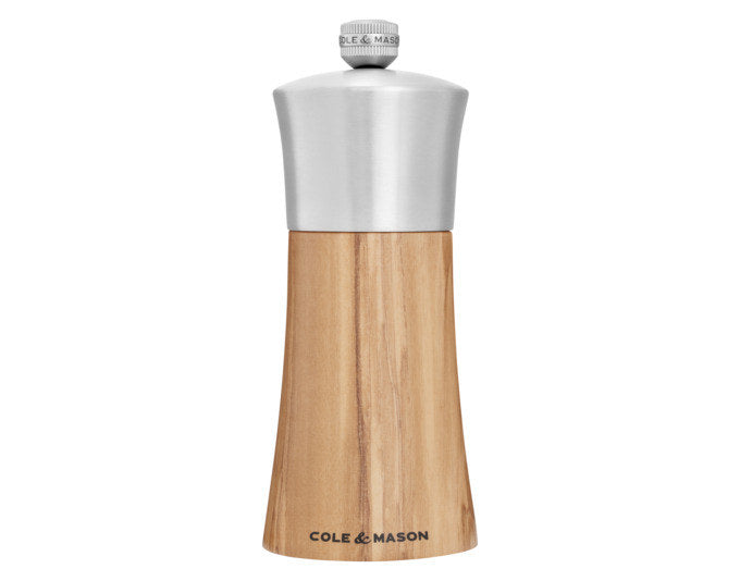 COLE&MASON Salzmühle Bromley Olivenholz 15x6x6 cm in Holzoptik, Braun, Silber präsentiert im Onlineshop von KAQTU Design AG. Salz & Pfeffer ist von COLE & MASON