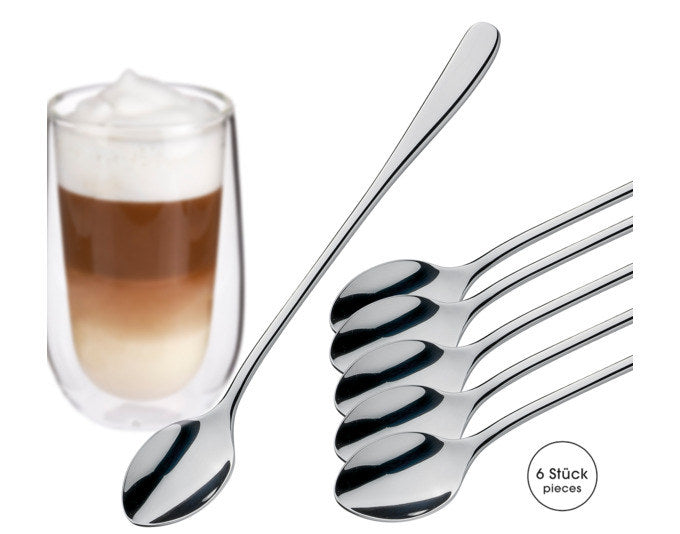 CILIO Latte Macchiato Löffel Roma Set à 6 Stück 20 cm in Silber präsentiert im Onlineshop von KAQTU Design AG. Kaffeelöffel ist von CILIO