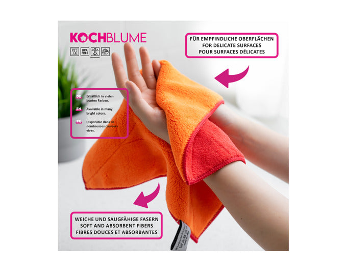 KOCHBLUME Microfasertuch 30x30 cm türkis-pink in präsentiert im Onlineshop von KAQTU Design AG. Reinigungsmittel ist von KOCHBLUME