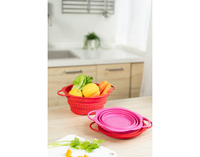 KOCHBLUME Faltsieb L 32x25x11.5 cm pink in Pink, Rot präsentiert im Onlineshop von KAQTU Design AG. Abschüttsieb ist von KOCHBLUME