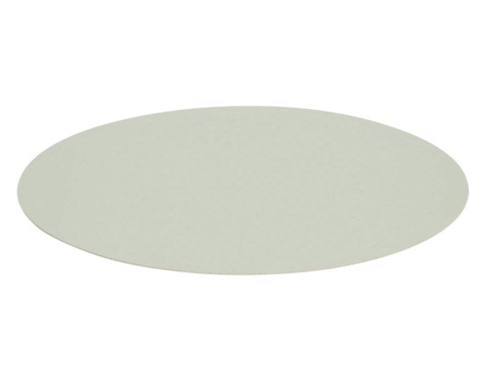 Rundes Tischset aus mintgrünem Kunstleder mit einem Durchmesser von 38 cm, glatte Oberfläche, moderne schlichte Form für den Esstisch.