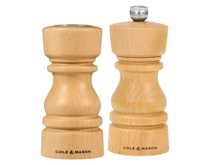 COLE&MASON Pfeffermühle / Salzstreuer Set London Buche natur 13 cm in Holzoptik, Braun präsentiert im Onlineshop von KAQTU Design AG. Salz & Pfeffer ist von COLE & MASON
