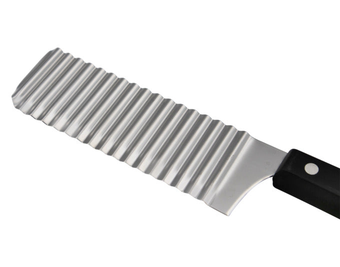 Hochwertiges STRONGHOLD Wellen-Dekor Küchenmesser mit 12.5 cm Klinge, ideal für präzises Schneiden und ansprechendes Design.