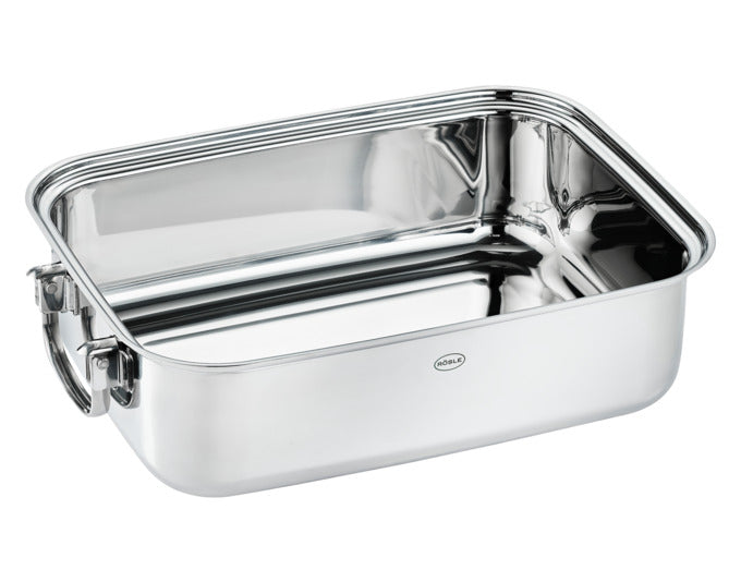 Eleganter RÖSLE Bräter in der Größe 37x27 cm mit 8 l Volumen, ideal für schmackhafte Bratgerichte und stilvolles Kochen.