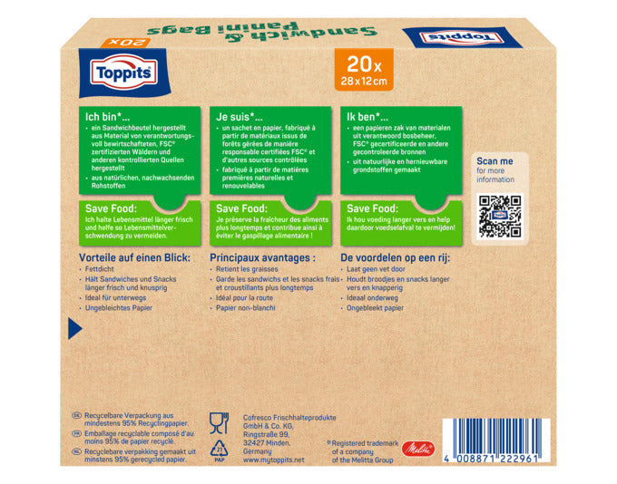 TOPPITS Sandwich & Paninibeutel 20 Stk. in präsentiert im Onlineshop von KAQTU Design AG. Küchenhelfer ist von TOPPITS