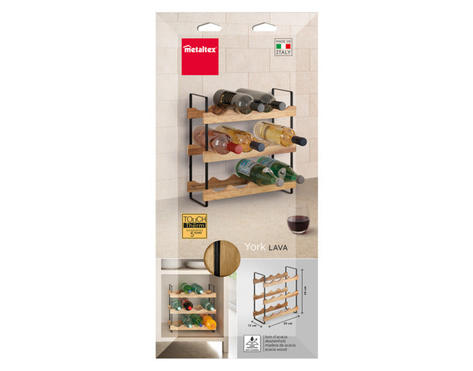 METALTEX Flaschenregal York-Lava 39x15x36 cm Akazie Metall in präsentiert im Onlineshop von KAQTU Design AG. Weinregal ist von METALTEX