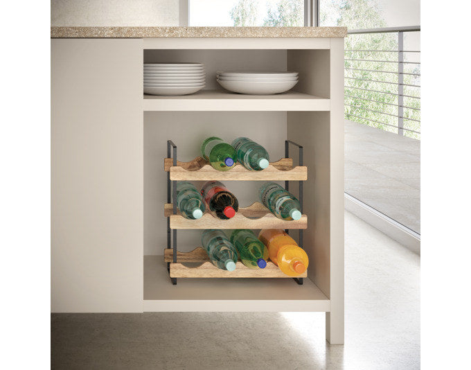 METALTEX Flaschenregal York-Lava 39x15x36 cm Akazie Metall in Schwarz, Holzoptik, Braun präsentiert im Onlineshop von KAQTU Design AG. Weinregal ist von METALTEX