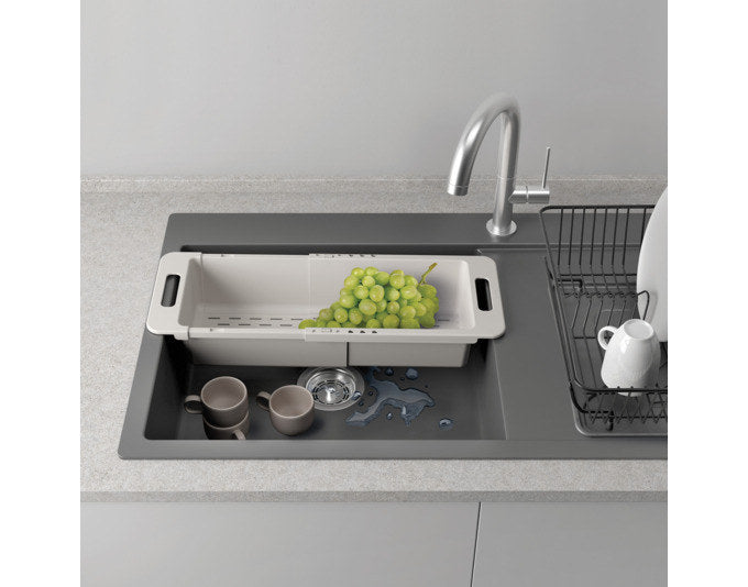METALTEX Spülbecken-Abtropfkorb Drain-Flex verstellbar 35/52x18x10 cm Kunststoff PP in Weiss präsentiert im Onlineshop von KAQTU Design AG. Abtropfgestell ist von METALTEX