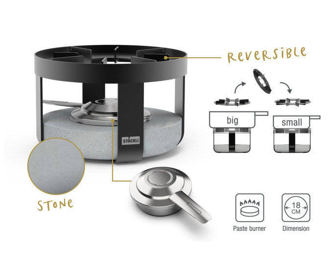 STÖCKLI Rechaud Pilatus Stone Beton ø 18 cm in Schwarz, Beton, Grau präsentiert im Onlineshop von KAQTU Design AG. Fondue-Rechauds ist von STÖCKLI