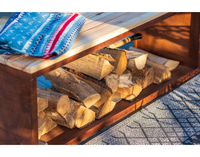 REDFIRE Holz-Aufbewahrungsbank Tyr 120 cm in Rostbraun, Braun präsentiert im Onlineshop von KAQTU Design AG. Feuerschale ist von REDFIRE