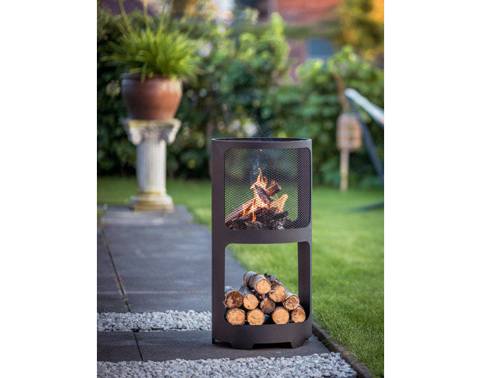 REDFIRE Feuerstelle Buffalo mit Holzlager schwarz in Schwarz präsentiert im Onlineshop von KAQTU Design AG. Feuerschale ist von REDFIRE