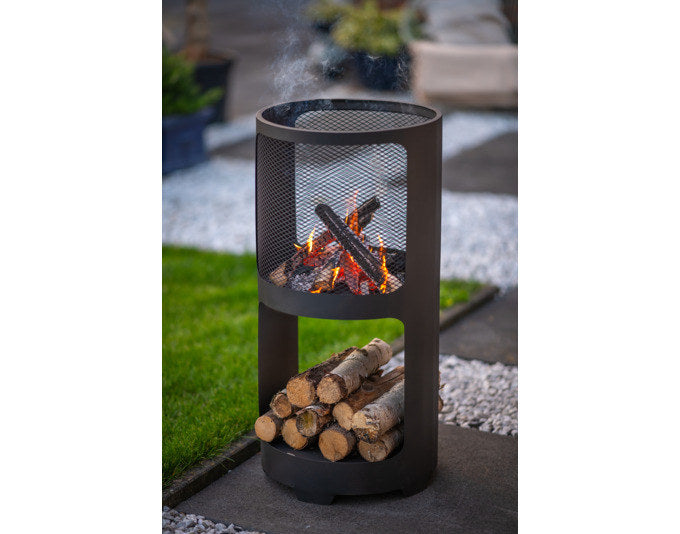 REDFIRE Feuerstelle Buffalo mit Holzlager schwarz in Schwarz präsentiert im Onlineshop von KAQTU Design AG. Feuerschale ist von REDFIRE