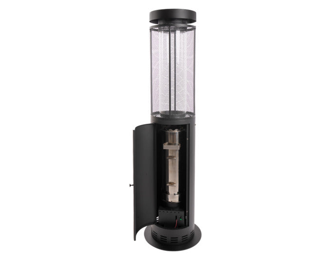 Schwarze REDFIRE Feuersäule Athens XLarge, stilvolle Feuerstelle für Garten und Terrasse, ideal für gemütliche Abende im Freien.