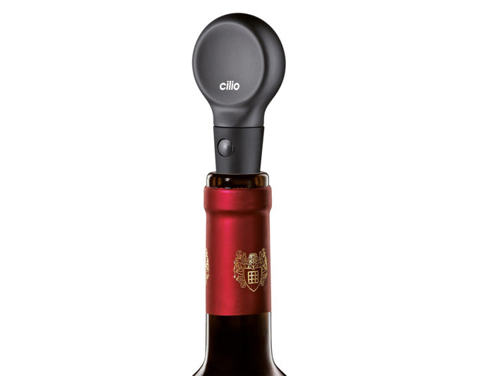 Schwarzer Flaschenverschluss Riserva von CILIO, Ø 2 cm, ideal für die Aufbewahrung von Wein und Spirituosen, stilvolles Barzubehör.