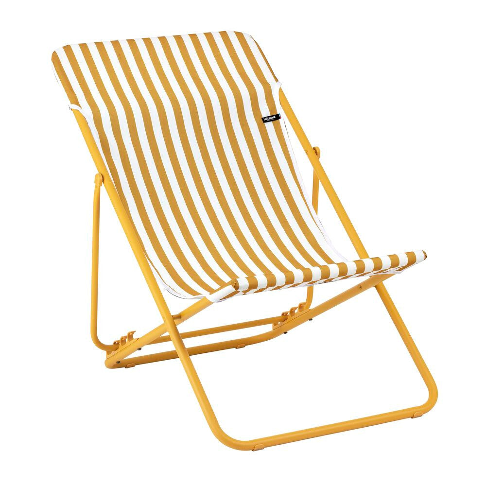 LAFUMA Sessel Maxi Transat Rayure miel in Gelb, Weiss präsentiert im Onlineshop von KAQTU Design AG. Liegestuhl ist von LAFUMA