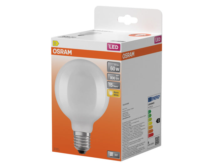OSRAM LED Retro-Lampe E27, 5.9W, 806lm, matt, warmweiß, ideal für stimmungsvolle Beleuchtung in Wohnräumen.