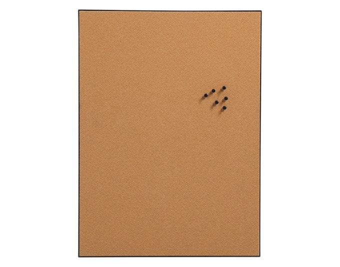 Schwarze Pinnwand aus Kork mit MDF-Trägerplatte und Kunststoffrahmen, rechteckige Form, Grösse 43.2x58.4 cm, von ZELLER PRESENT.
