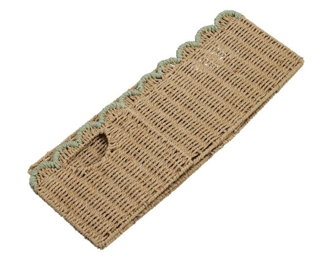 Aufbewahrungskorb aus geflochtenem Polyester und Bambus in den Farben Natur und Braun, Grösse 38x25x22cm, von ZELLER PRESENT.