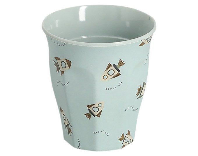 Bunter Trinkbecher aus Melamin mit Flower-Design, petrolfarben, Durchmesser 8.8 cm, Höhe 9.2 cm, Fassungsvermögen 280 ml, von ZELLER PRESENT.