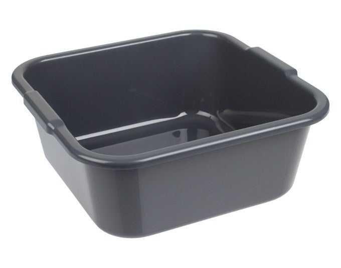 Eckiges Spülbecken in Anthrazit aus Polypropylen mit abgerundetem Rand und integrierten Griffflächen, Fassungsvermögen 10.5 Liter.