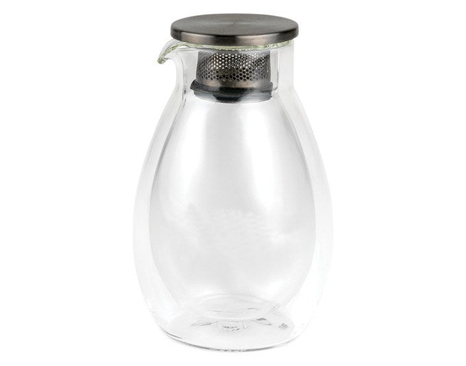 Transparente doppelwandige Glasteekanne Teamaster von BREDEMEIJER mit 0.2 l Fassungsvermögen und integriertem Teefilter, kompakte Form.