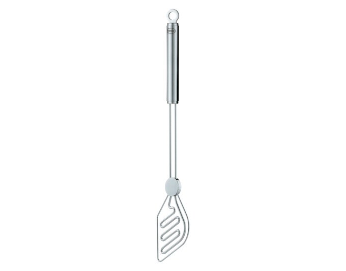 RÖSLE Kochlöffel Pro aus Edelstahl mit Rundgriff, 31.5 cm lang, hochglanzpolierter Draht, klassische Löffelform mit Aufhängeöse am Griffende.