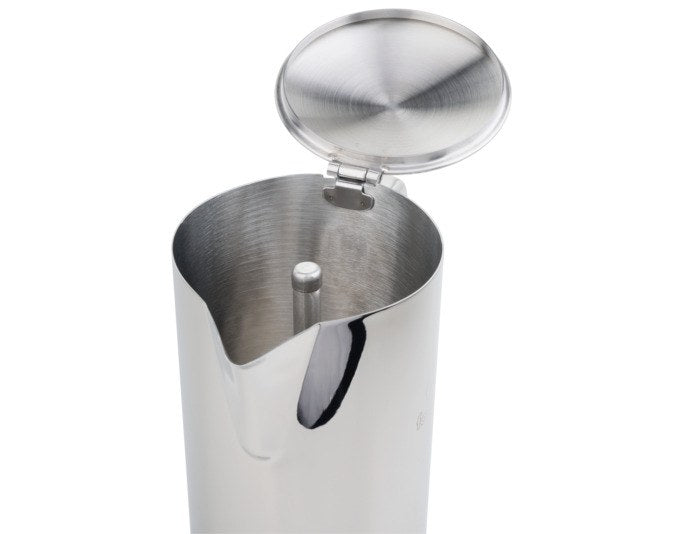 Edelstahl-Kaffeezubereiter FOREVER Miss Aurora für 10 Tassen, silberfarben glänzend, klassische Moka-Form mit Griff und Deckel.