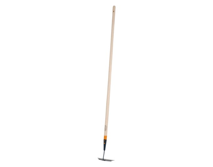 Rübenhacke von SIENA GARDEN mit langem Stiel und pulverbeschichtetem Stahlkopf, Farbe Anthrazit und Grau, Arbeitsbreite 18 cm
