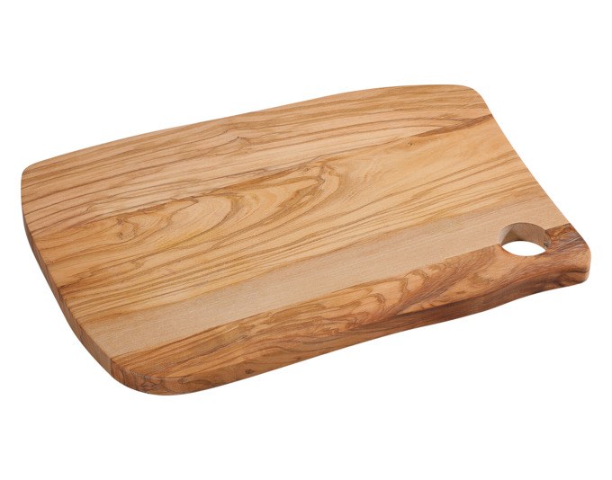 Braunes Schneidbrett aus Olivenholz von ZASSENHAUS, Masse 30x21x1.4 cm, mit sichtbarer natürlicher Holzmaserung.