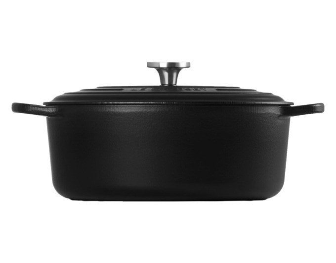 Ovaler Bräter Signature von LE Creuset in Schwarz aus emailliertem Gusseisen