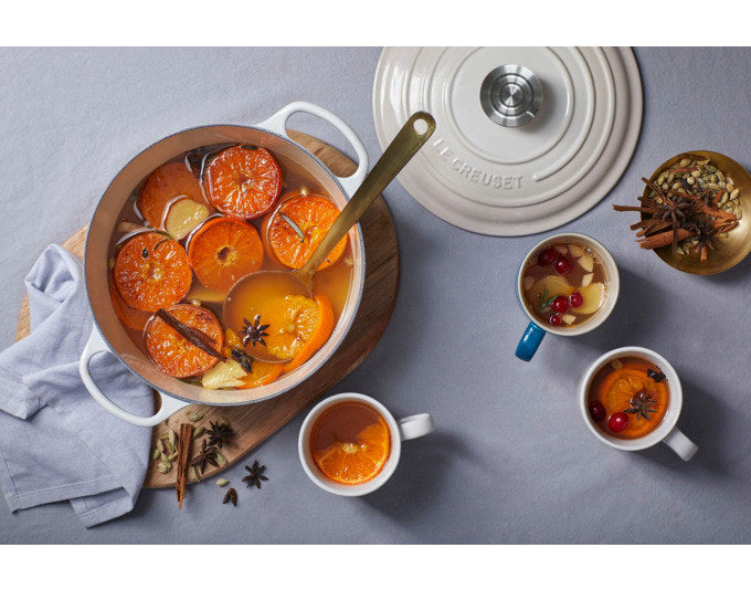 Roter runder Bräter Signature von LE Creuset aus emailliertem Gusseisen mit Deckel