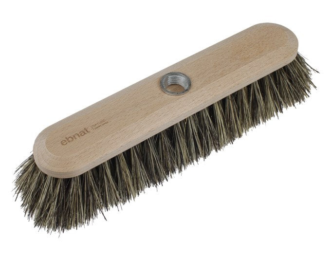 EBNAT Bodenwischer ohne Stiel Nature Arenga/Fiber 28 cm, Wischkörper aus rohem Schweizer Buchenholz mit pflanzlichem Faserbesatz in Natur/Braun.
