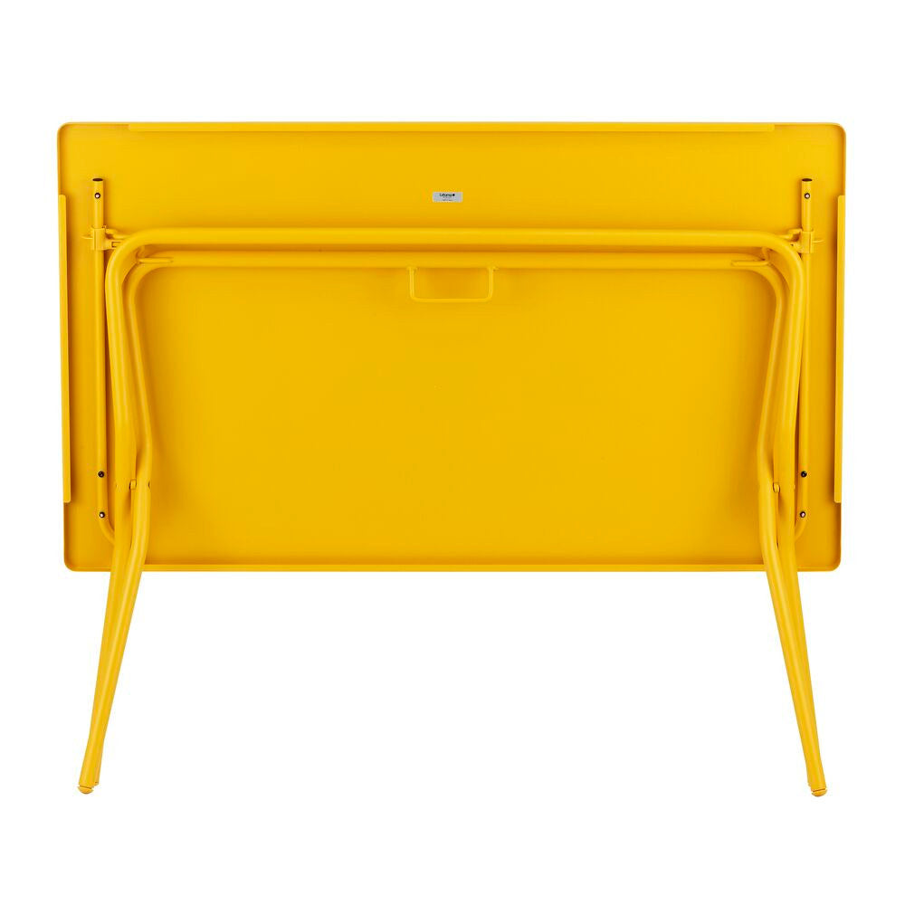 Gelber Lafuma Klapptisch Balcony mit rechteckiger Stahlplatte und Colorblock-Gestell