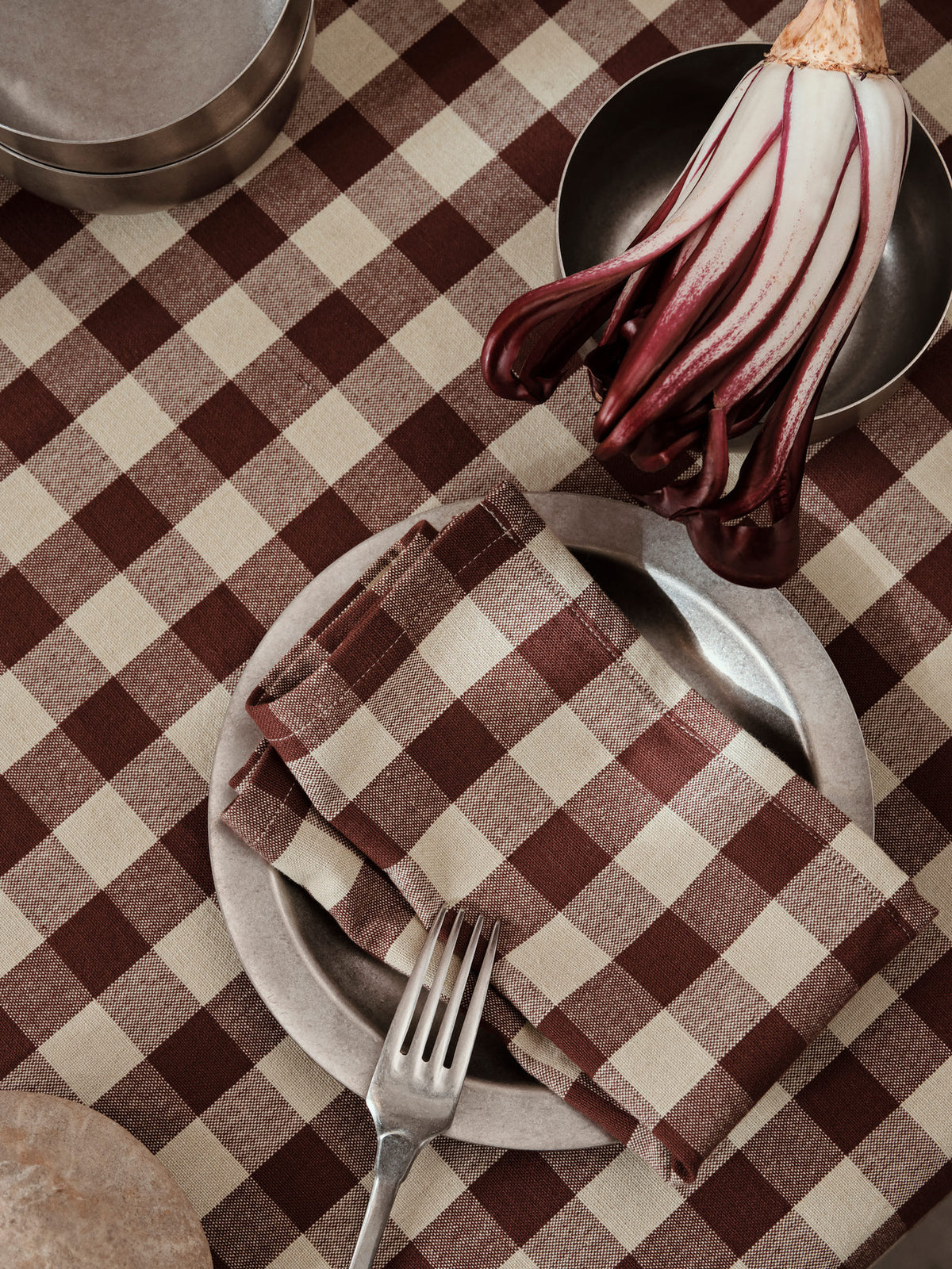 Bothy Check Napkins Set of 4 in Cinnamon/Grey Gre präsentiert im Onlineshop von KAQTU Design AG. Servietten ist von Ferm Living