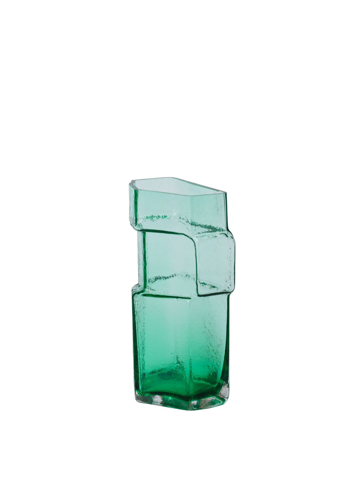Muro Vase von Ferm Living aus mundgeblasenem recyceltem Glas in Bernstein, architektonische Form inspiriert von Ziegelsteinen, Grösse 11x10x23cm