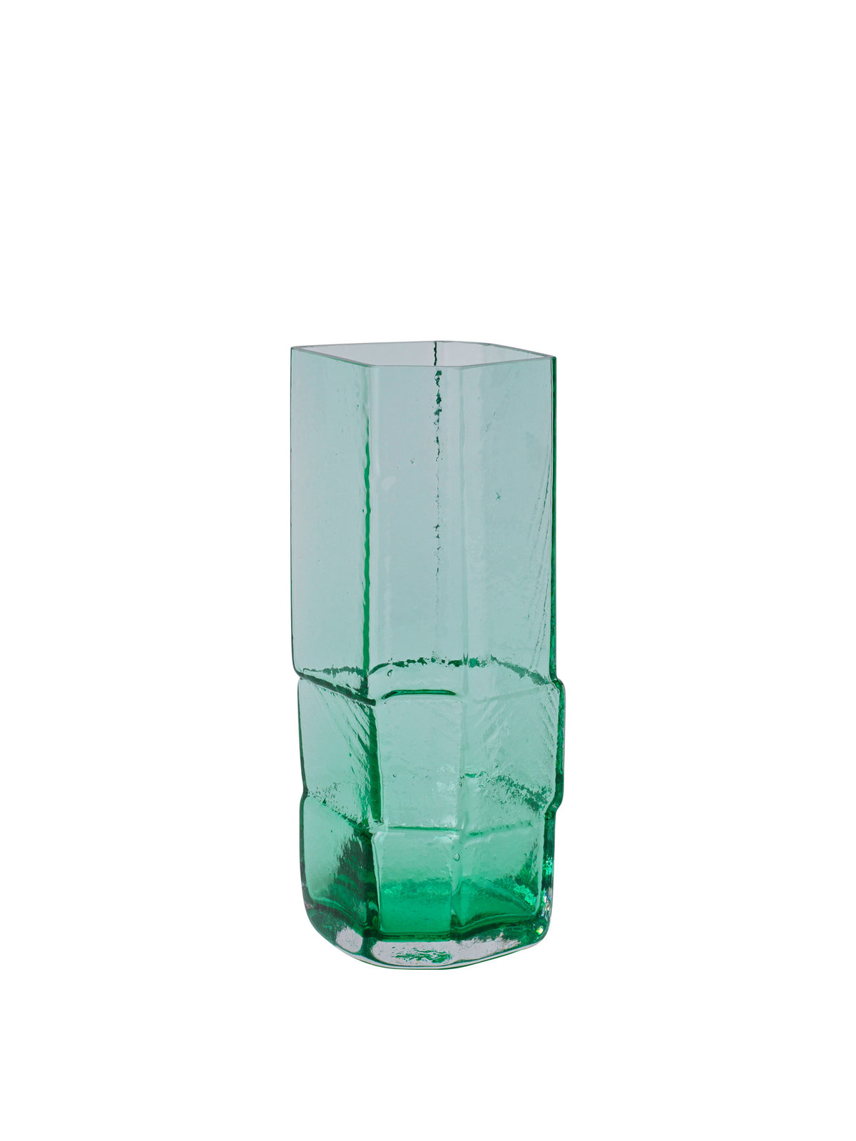 Muro Vase von Ferm Living aus mundgeblasenem recyceltem Glas in Bernstein, architektonische Form inspiriert von Ziegelsteinen, Grösse 11x10x23cm