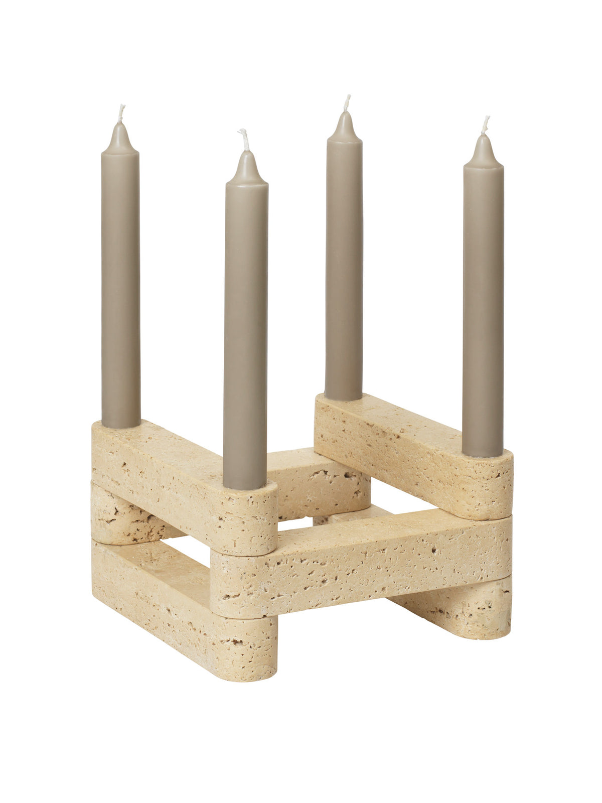Newel Modular Kerzenhalteset in Travertin präsentiert im Onlineshop von KAQTU Design AG. Kerzenständer ist von Ferm Living