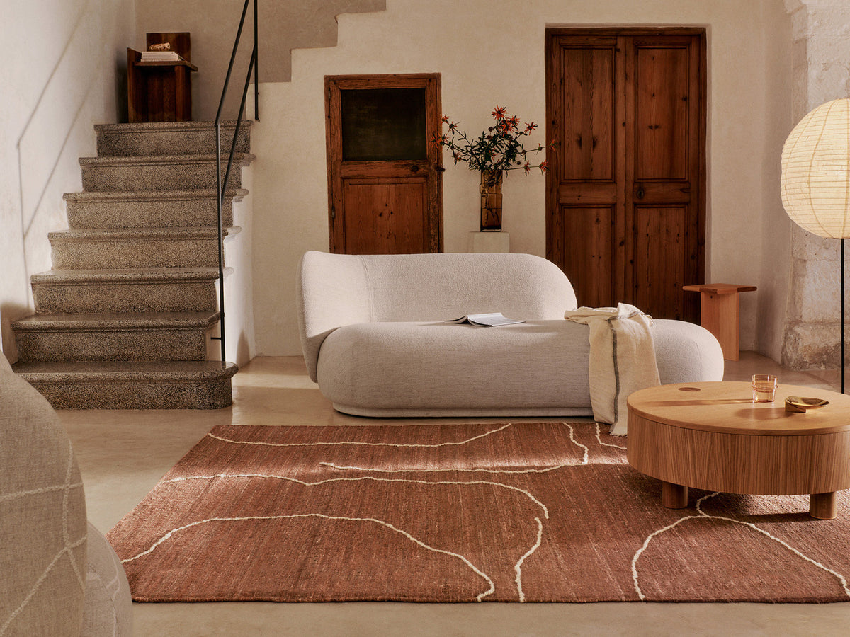 Gesso Jute Teppich 200 x 300 in Terrakotta/Weisslich präsentiert im Onlineshop von KAQTU Design AG. Teppich ist von Ferm Living