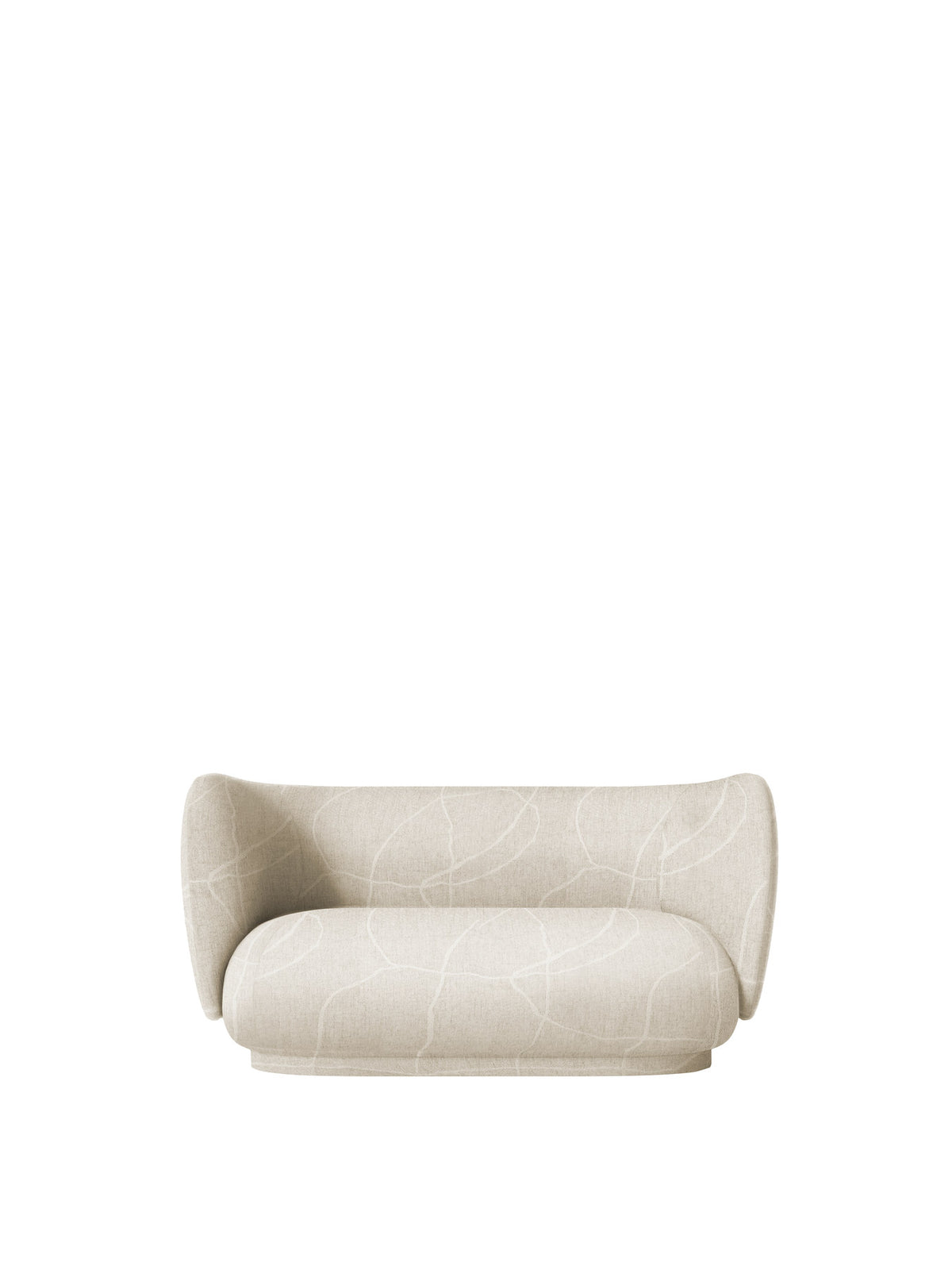 Rico 2er Sofa von Ferm Living mit runder Form, weichen Konturen und Stoffbezug