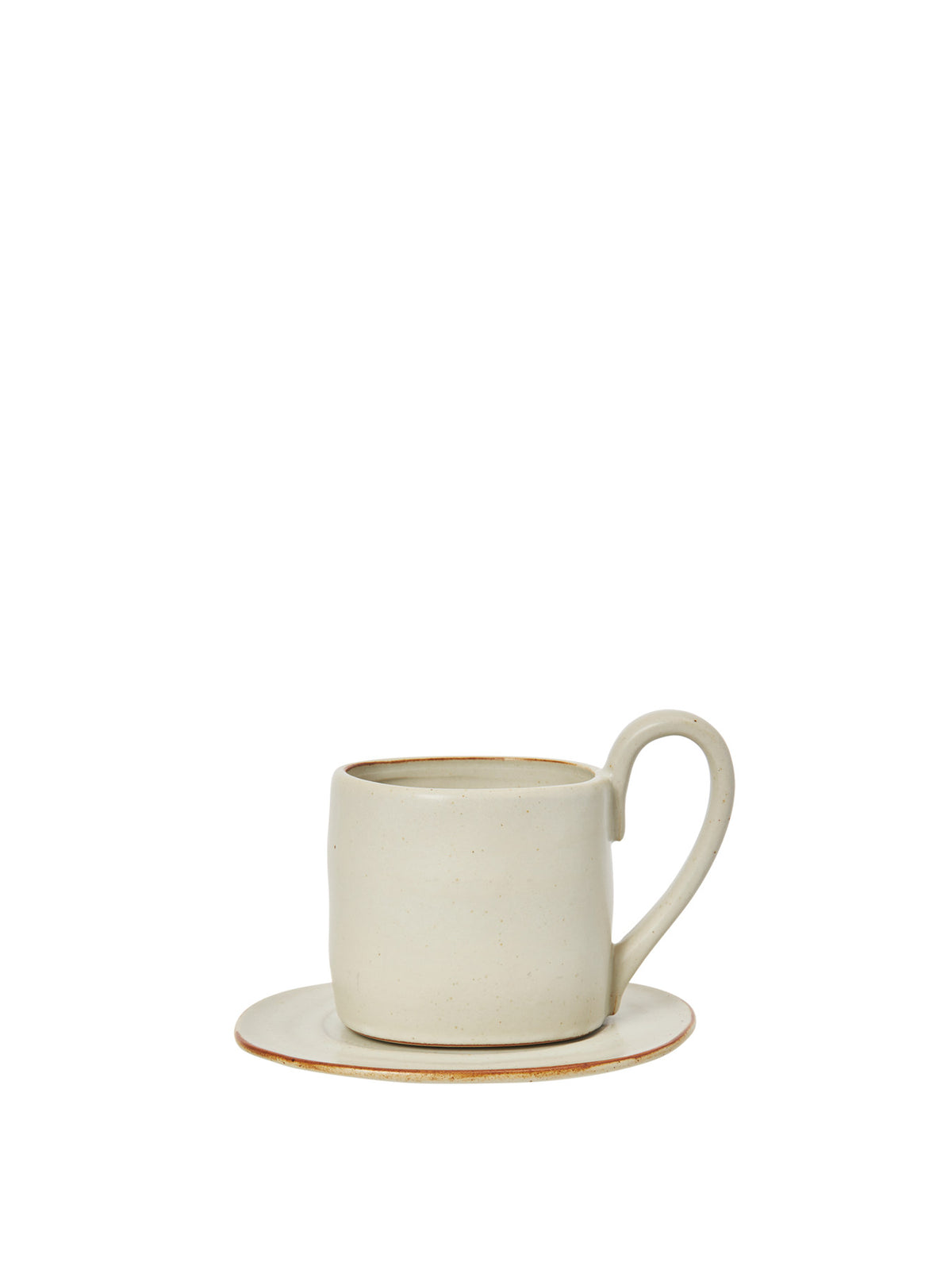 Flow Mug with Saucer in Off-white Speckle präsentiert im Onlineshop von KAQTU Design AG. Tasse ist von Ferm Living