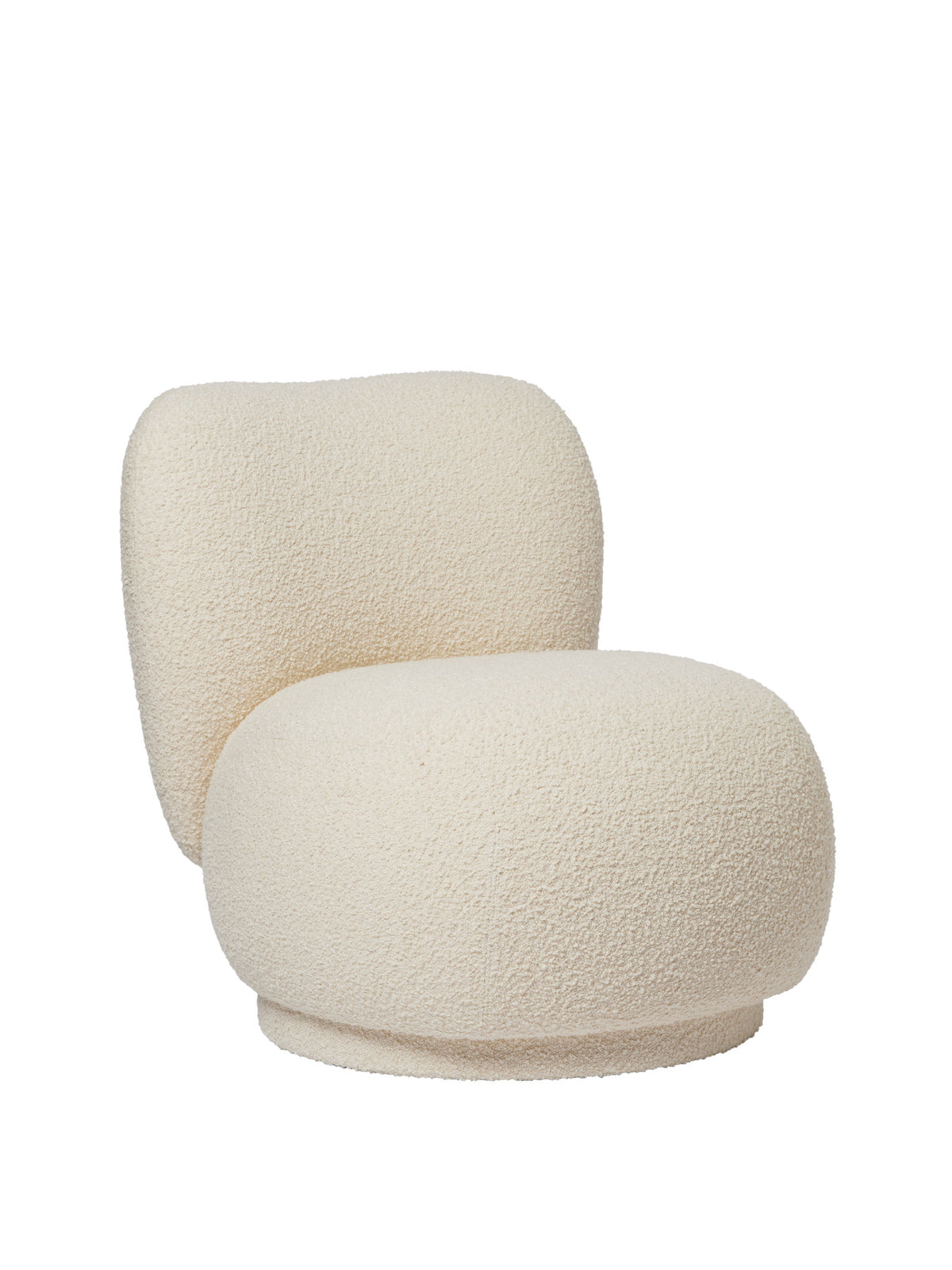 Rico Piccolo Loungesessel von Ferm Living mit runder, gepolsterter Rückenlehne und Stoffbezug