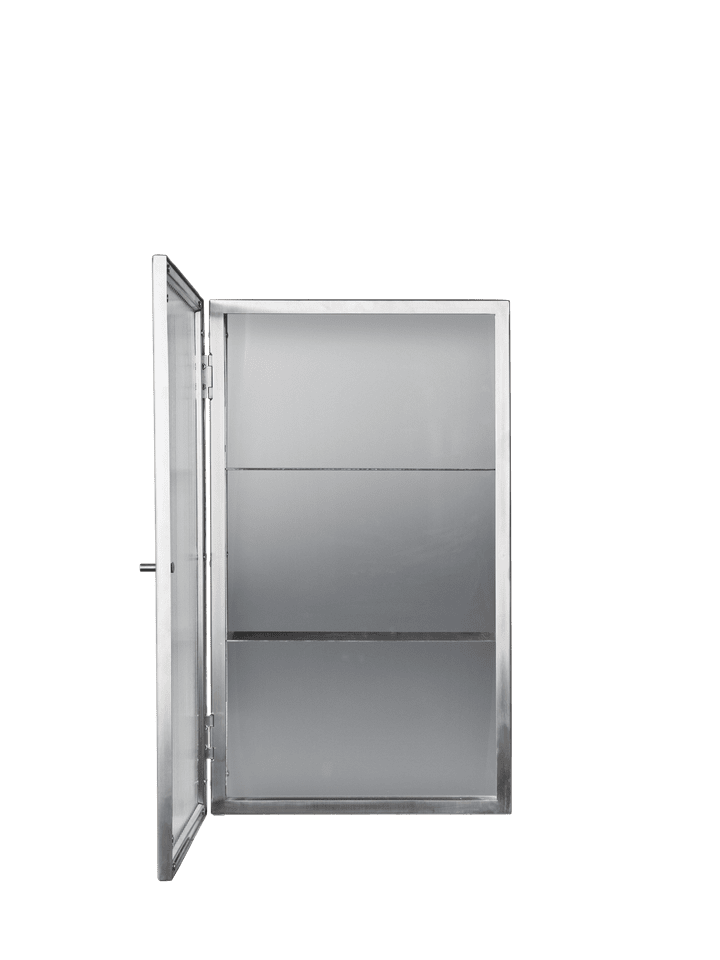 Modernes Haze Wandregal von Ferm Living, gefertigt aus geripptem Glas und Edelstahl, perfekt für eine stilvolle Wandgestaltung.