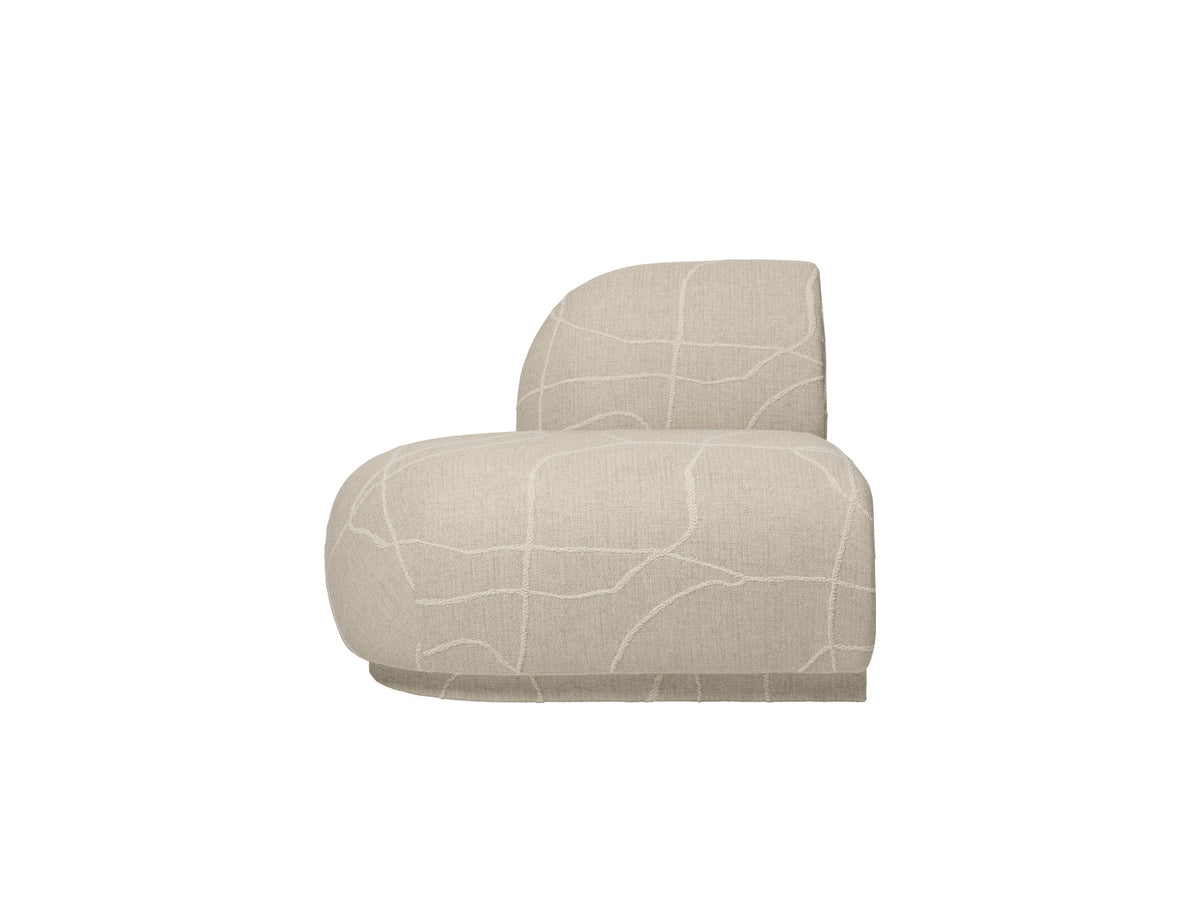 Modulares Sofa Rico Open-End Links in Offwhite mit Bouclé-Bezug und gerundeter Form