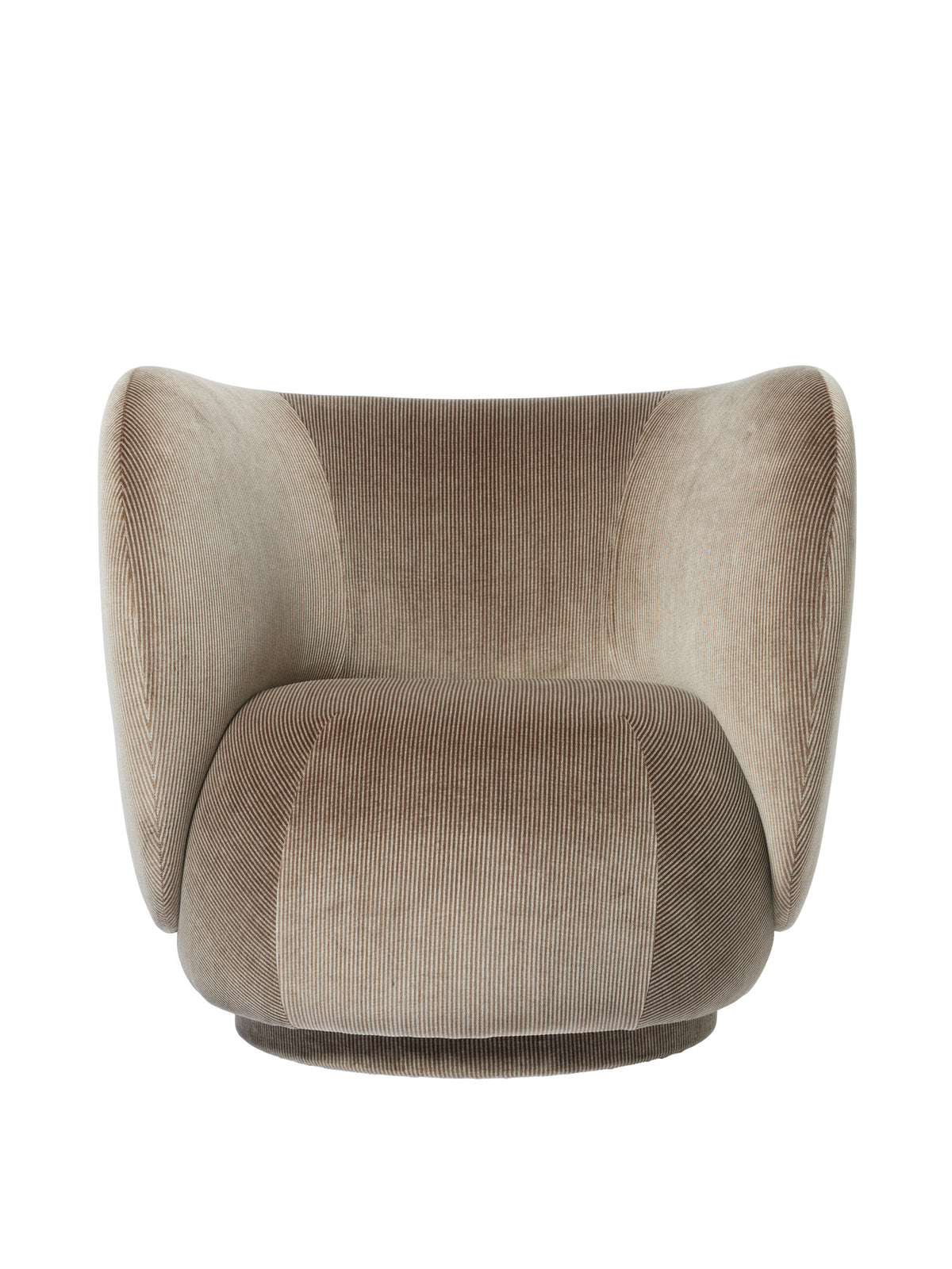 Rico Loungesessel drehbar von Ferm Living, runder Drehsessel mit Stoffbezug