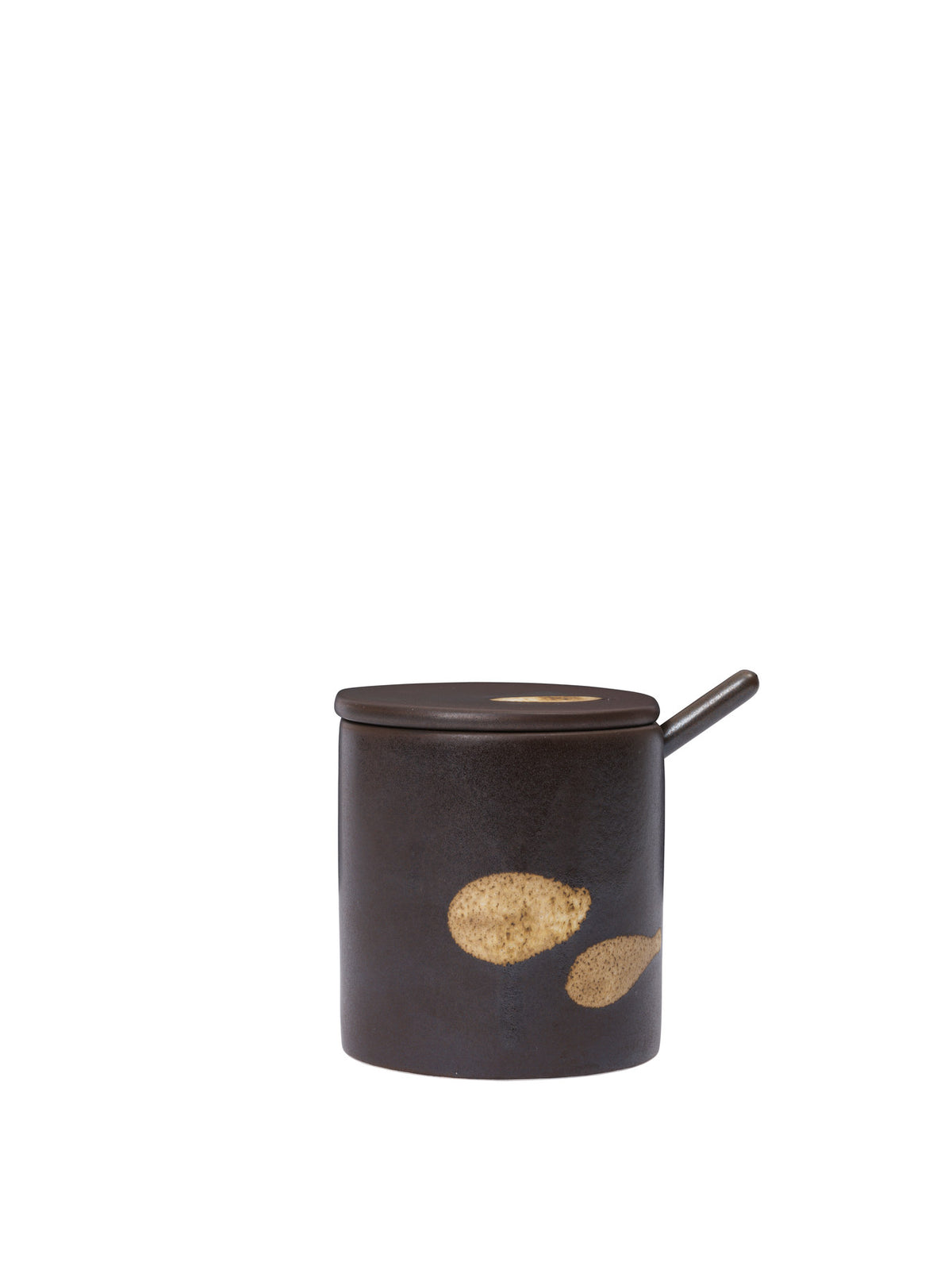 Koyo Jar with Spoon in Dark Brown/Buff präsentiert im Onlineshop von KAQTU Design AG. Besteck ist von Ferm Living
