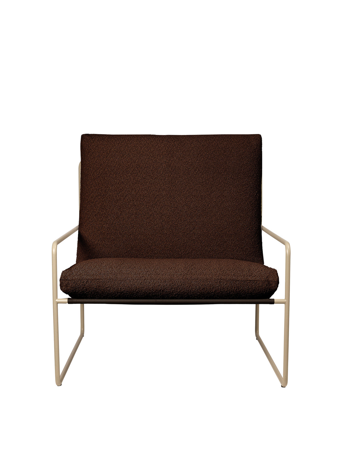 Desert 1-Sitzer Pure Bouclé von Ferm Living, Lounge Sofa mit Bouclé-Bezug und Stahlrahmen