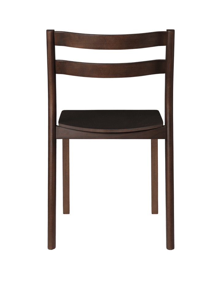 Moderner Boda Esszimmerstuhl von Ferm Living, gefertigt aus edlem, dunkel gebeiztem Buchenholz, perfekt für einladende Esszimmer.