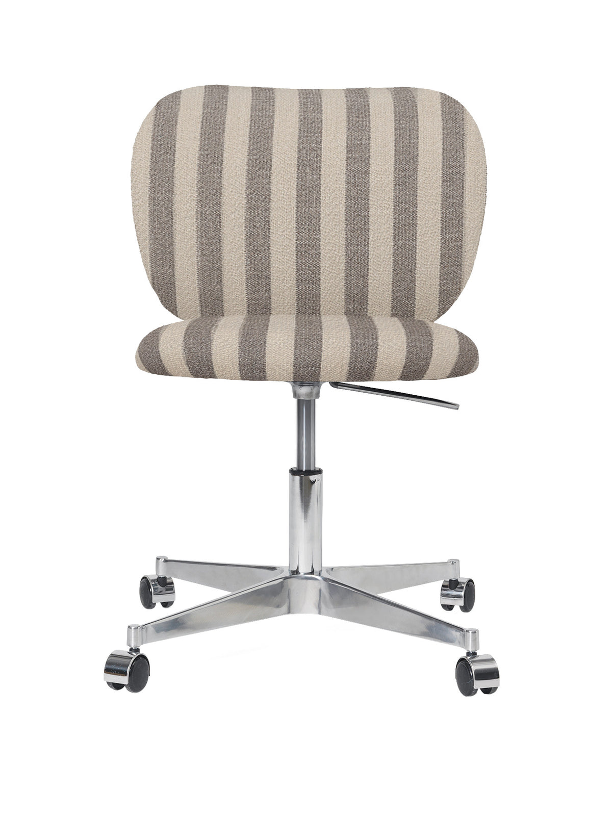 Rico Sessel mit Rollen, Stuhl mit Armlehne, runde Form, Bouclé-Bezug in Offwhite